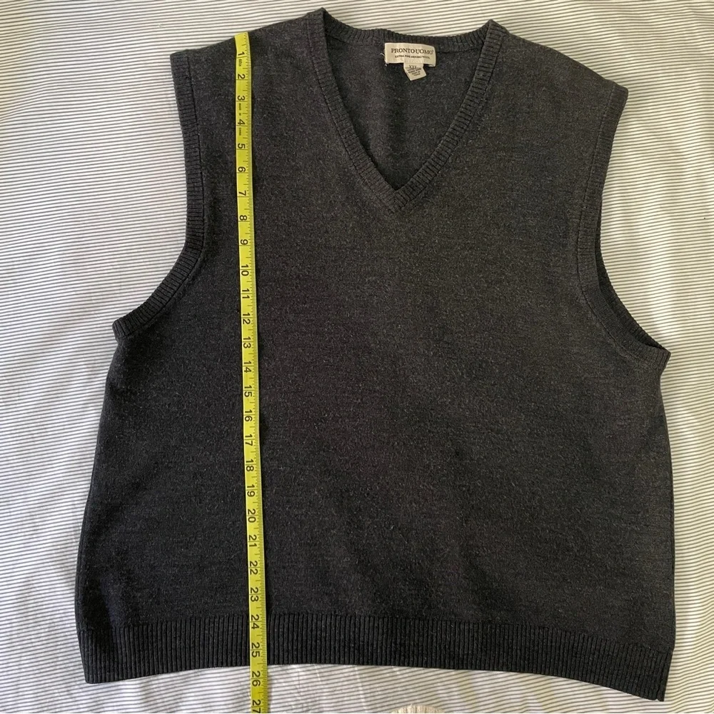 PRONTO UOMO XXL Men’s Extra Fine Merino‎ Wool Sleeveless V Neck Sweater Pullover